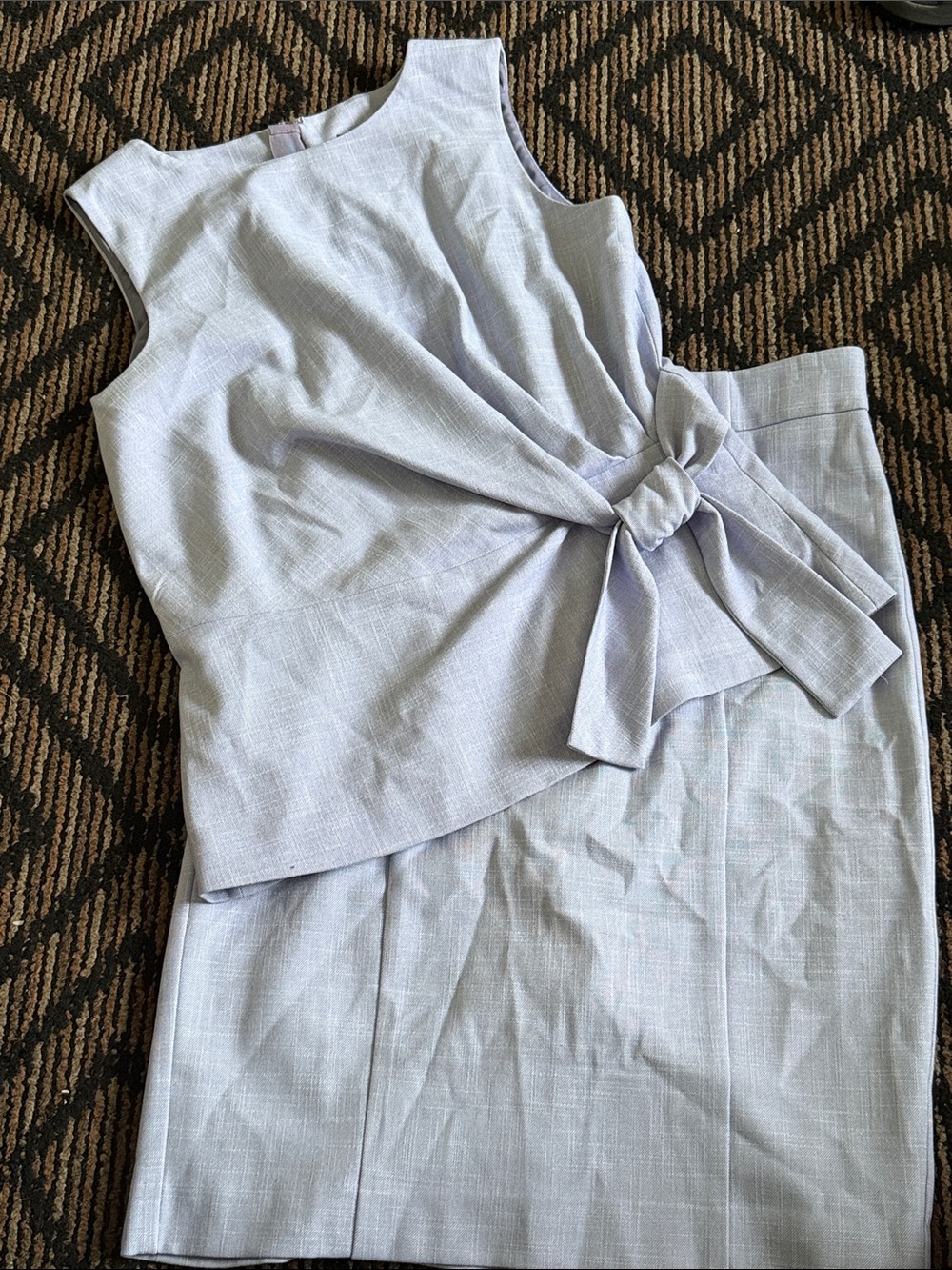 Ann Taylor Light Lavender Tie-Detail Pencil Skirt Set